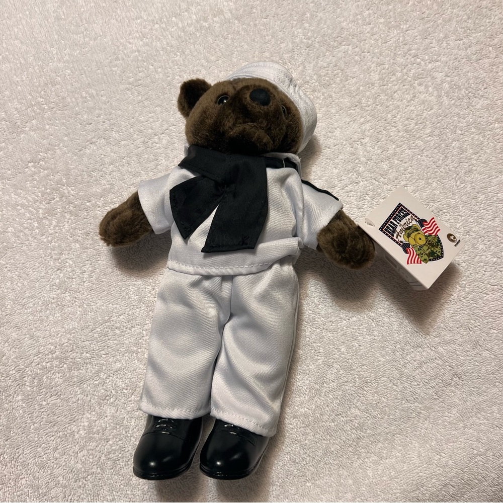 NWT Bear Forces of America authentic Plush Sailor Bear White Uniform with Scarf